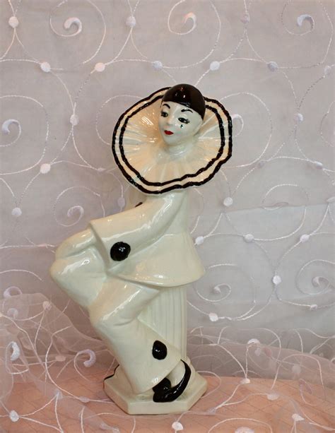 Vintage 70s Harlequin Figurine White Black Harlequin Clown w | Etsy