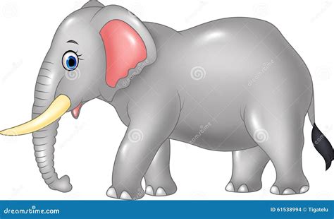 Cartoon African Elephant Isolated On White Background Stock Vector