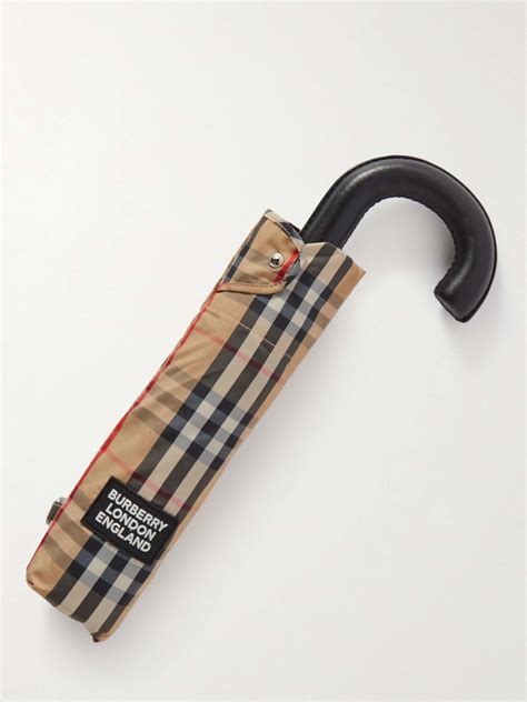 Burberry Checked Leather Handle Umbrella For Men Mr Porter