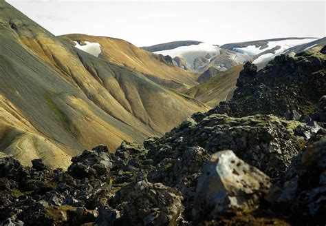 Trekking and trails in Landmannalaugar rainbow mountains, Iceland