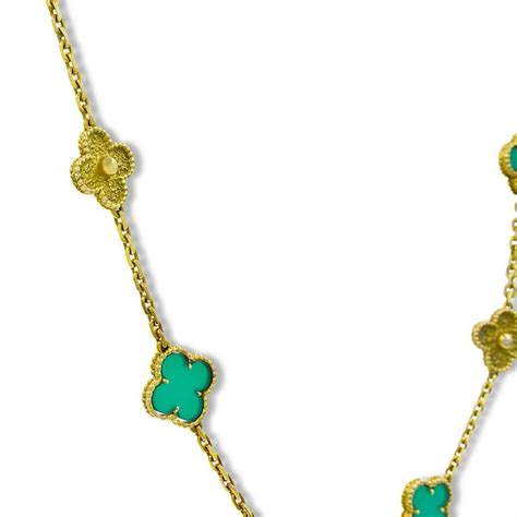 Vintage Alhambra Jade Collection Necklace 20 Motifs 18k Gold For Sale