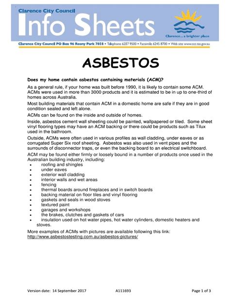 Fillable Online Does My Home Contain Asbestos Containing Materials ACM