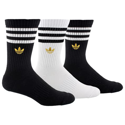 adidas Originals 3 Stripe Embroidered 3 Pack Crew Socks in Black for ...