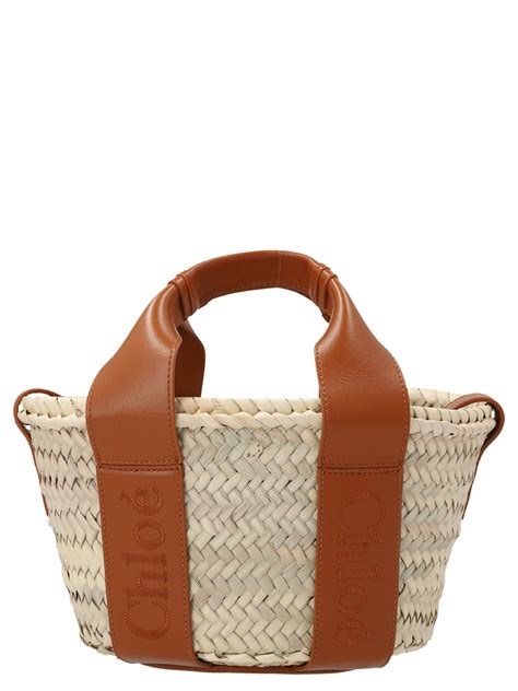 Chloé Raffia Leather Bucket Bag In Brown Lyst