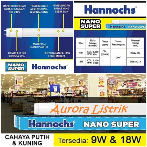 Jual Lampu Tl Led T Nano Super Terang Hannochs Watt Putih Watt