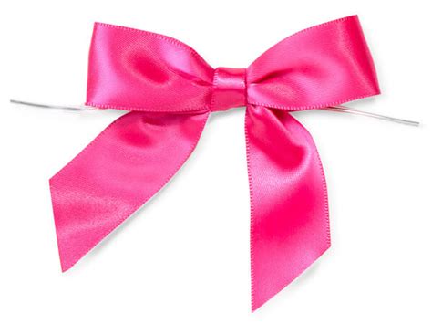 3 Hot Pink Pre Tied Satin T Bows With Twist Ties 12 Pack