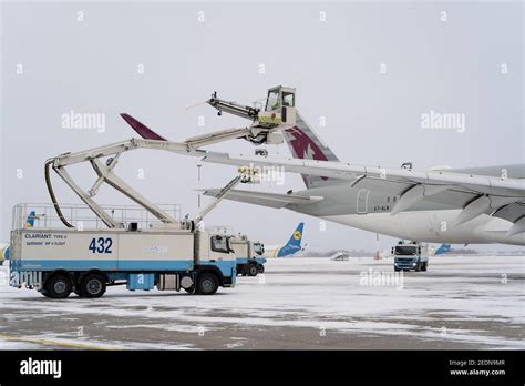 Ukraine Kyiv February 12 2021 De Icing The Aircraft Before The