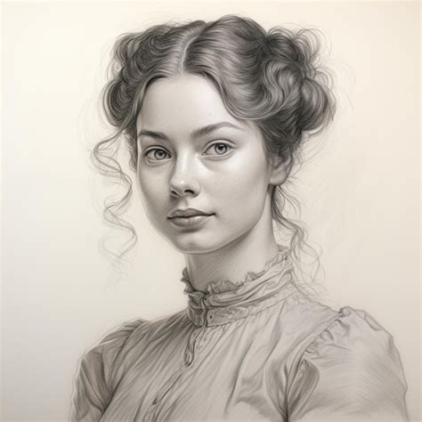 Premium Photo Pencil Sketch Of Portrait Of Woman