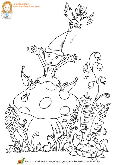 Coloriage Lutin Champignon Sur Hugolescargot