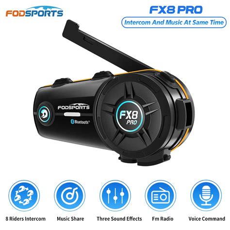 Fodsports FX8 Pro Motorcycle Intercom Bluetooth Helmet Headset 8 Rider