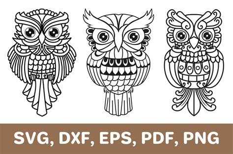 Owl Svg Owls Owl Set Owl Dxf Owl Png Cricut Silhouette 2138215 Svgs Design Bundles