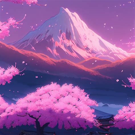 O Monte Fuji E As Cerejeiras Em Flor Ajardinam A Ilustra O Japonesa Do