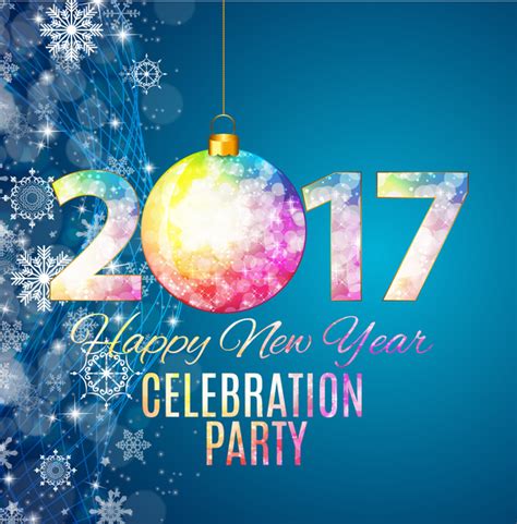 2017 New year celebration party poster vector free download