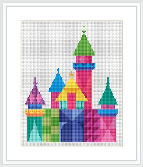 Colorful Castle Cross Stitch Pattern Pdf Cross Stitch For Baby Etsy