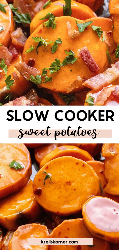 Slow Cooker Sweet Potatoes With Hot Honey • Kroll S Korner