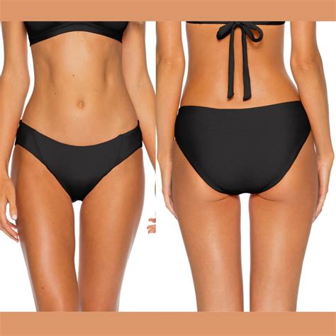 New Becca Fine Line Ribbed Bikini Bottoms In Black Gem