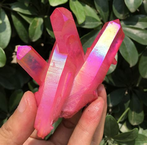 Aura Pink Quartz Crystal Cluster/Angel Aura Quartz Crystal | Etsy