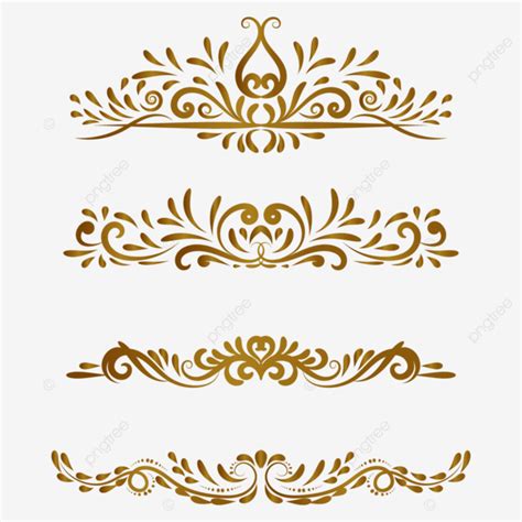 Luxury Vintage Gold Dividing Line Border Divider Set Transparent