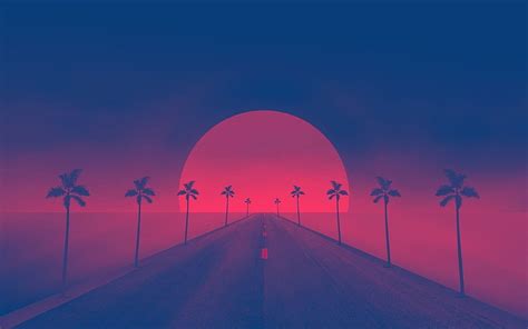 3840x2400px Free Download Hd Wallpaper Artistic Retro Wave Palm Tree Road Wallpaper Flare