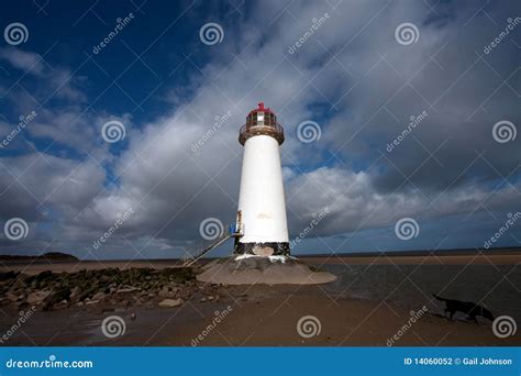 Lighthouse on Talacre Beach Stock Photo - Image of great, talacre: 14060052