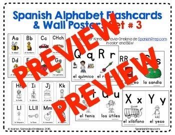 Spanish Alphabet Flashcards Wall Posters Set 3 Alphabet Flashcards