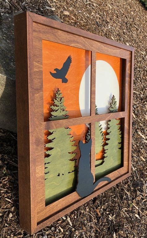 3d Precision Laser Cut Shadow Box Handcrafted Wood Scene Etsy Wood