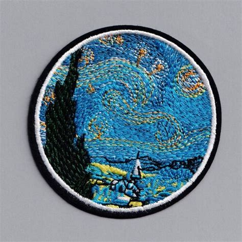 Large Vincent Van Gogh Starry Night Embroidered Patch Iron On Etsy