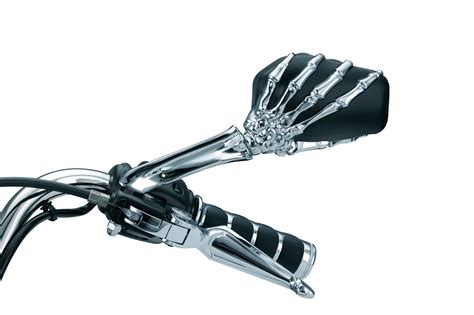 Kuryakyn Skeleton Hand Mirrors Chrome Stem With Black Head Pair