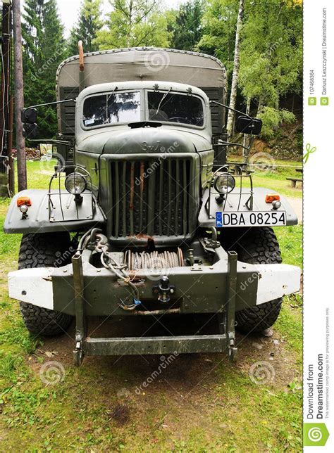 Historic Soviet ZIL 157 6x6 Army Truck Side View Editorial Photo