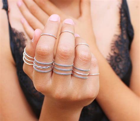 Sterling Silver Chunky Ring Boho Rings For Women Thumb Ring Etsy