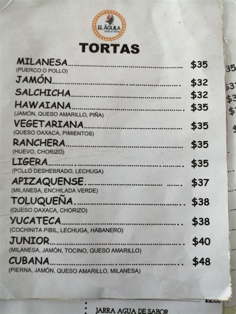 Menu At Cocina El Aguila Restaurant Yauhquemecan