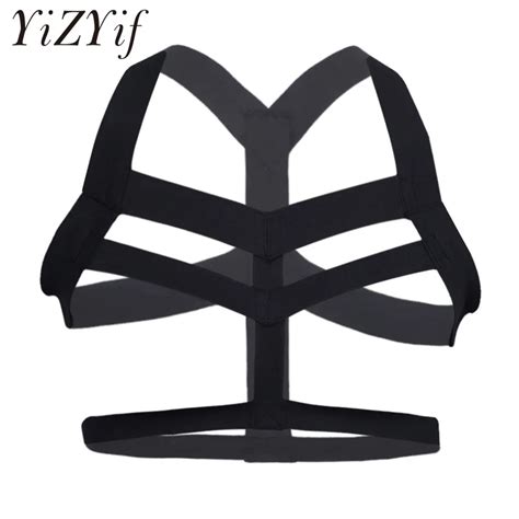 YiZYiF Men Bondage Nylon Body Chest Harness Fetish Costume Wetlook