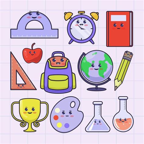 School stationery kawaii style illustration 2929372 Vector Art at Vecteezy