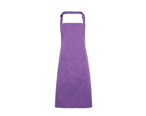 Rich Violet Polycotton Bib Apron With Pocket 72x86cm