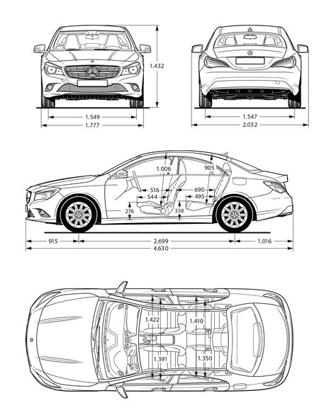 Mercedes Benz Cla Class 2013 Blueprint Download Free Blueprint For 3d Modeling