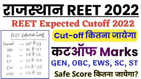 Reet Cut Off 2022 Rajasthan Reet Expected Cutoff Reet Category Wise