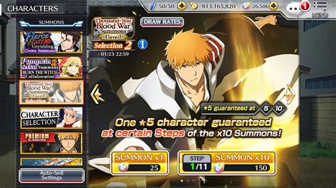 Bleach Brave Souls Thousand Year Blood War Summons Unveil Selection