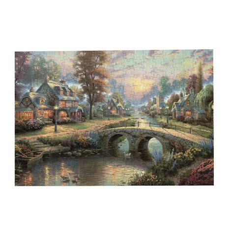 Thomas Kinkade Sunset On Lamplight Lane 300 ชนจกซอวไมเกมครอบครว