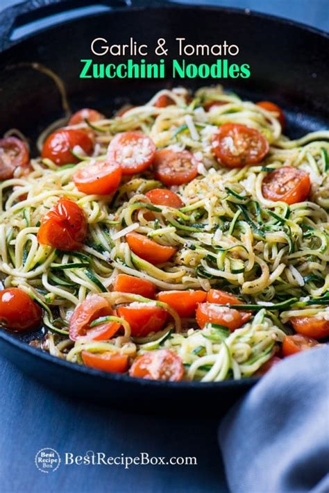 Italian Zucchini Noodles, Garlic, Tomato, Parm KETO | Best Recipe Box