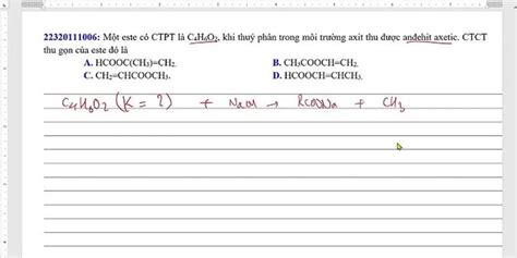 Thủy phân este CH3COOCH CH2 trong môi trường kiềm thu được chất gì