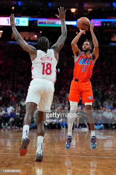 Isaiah Joe Of The Oklahoma City Thunder Shoots The Ball Against Shake