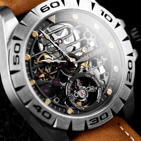 Boderry Urban Titanium Mens Watches Automatic Mechanical Skeleton