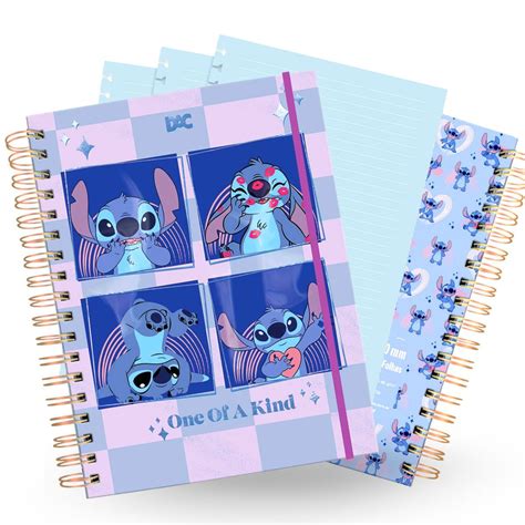 Caderno Smart Colegial c 80 Folhas Tira Põe Stitch Disney bebrands