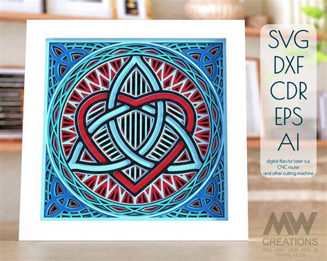 Celtic Trinity Heart Mandala Svg Multilayer Celtic Heart Svg D Svg