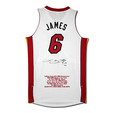 LeBron James Signed Heat LE "10th Anniversary" Highlight Stat Jersey ...