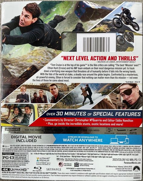 Mission Impossible Dead Reckoning Part 1 4k Ultra Hd Blu Ray Hobbies And Toys Music And Media