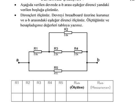 Solved Aşağıda verilen devrede a b arası eşdeğer direnci Chegg