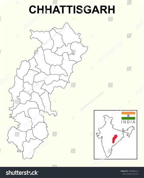 Chhattisgarh Map Chhattisgarh Districts Map Name Stock Vector (Royalty ...