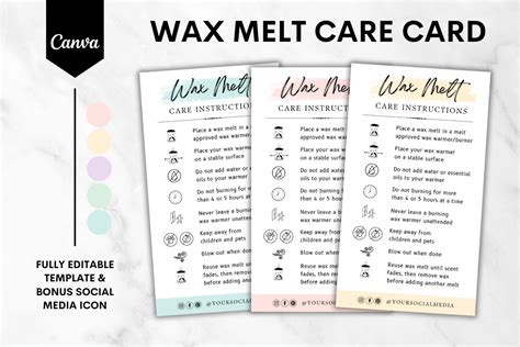 Wax Melt Care Card Canva Template Graphic By Sundiva Design