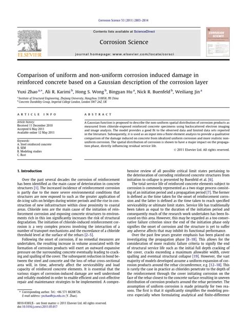 Comparison of Uniform and Non-Uniform Corrosion Induced Damage in Reinforced Concrete Based On A ...